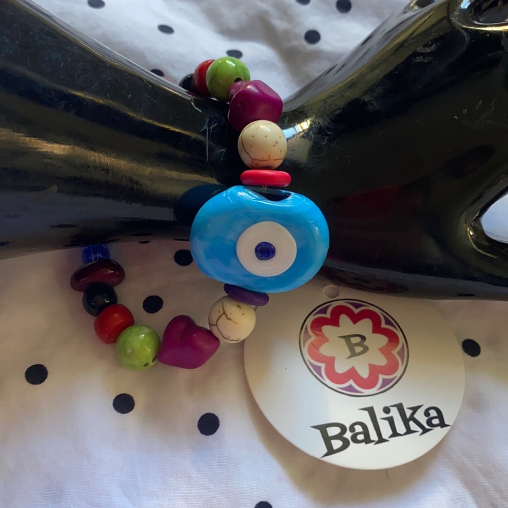 Handcrafted beaded bracelet. Multi color with blue evil eye 🧿 bead.